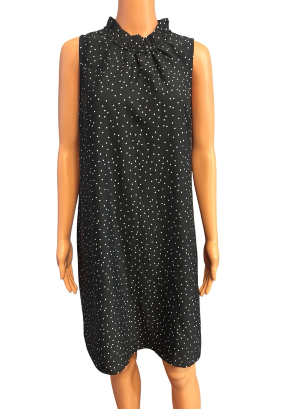 Sleeveless Black Polka chiffon Dot Mini Dress